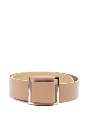 D.Exterior square-buckle leather belt - Neutrals