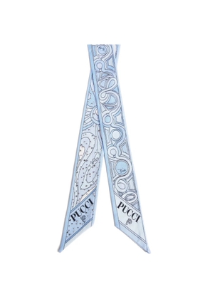 PUCCI mixed-print silk twill scarf with rhinestones - Blue