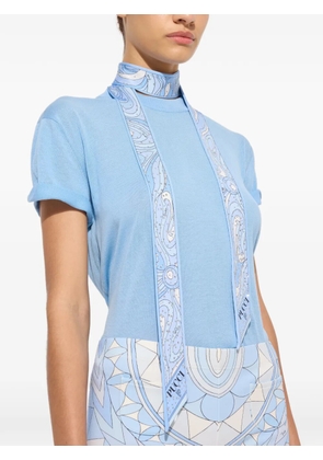 PUCCI mixed-print silk twill scarf with rhinestones - Blue