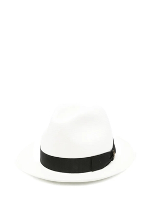 Borsalino Federico ribbon-detail straw hat - White