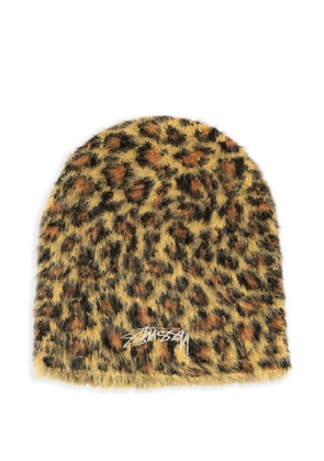 Stüssy leopard beanie hat - Brown