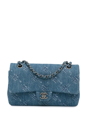 CHANEL Pre-Owned 2019 Medium Classic Printed Denim Double Flap shoulder bag - Blue