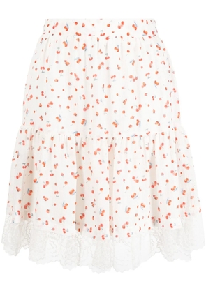 See by Chloé cherry pattern ruched skirt - White