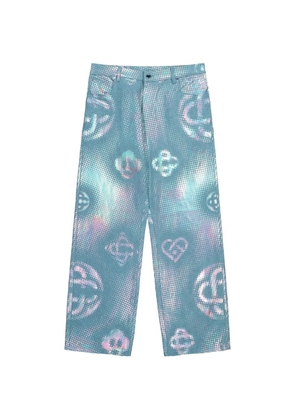 Casablanca pearlescent monogram baggy jeans - Blue