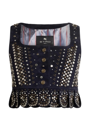 ETRO studded leather vest - Blue