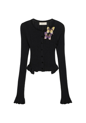 Blumarine ribbed butterfly cardigan - Black