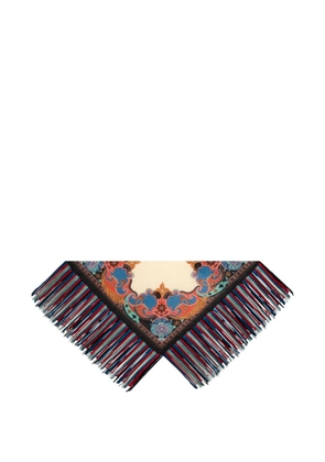 ETRO floral fringing silk scarf - Black