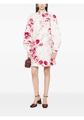 Giambattista Valli floral-print tie-neck mini dress - White