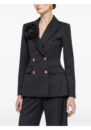 NISSA floral applique pinstripe blazer - Blue