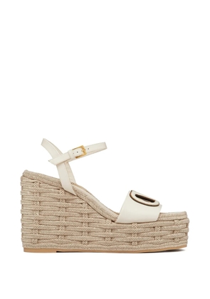 Valentino Garavani VLogo cut-out wedged espadrilles - Neutrals