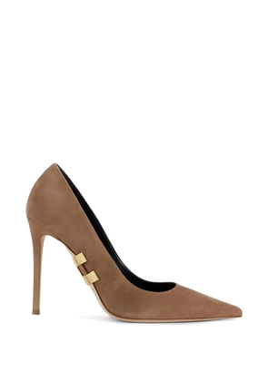 Elisabetta Franchi jewel logo suede pumps - Brown