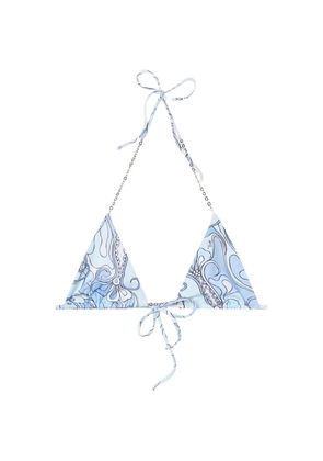 PUCCI Orchidee-print triangle bikini top - Blue