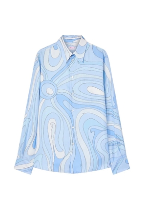 PUCCI Marmo-print oversized silk shirt - Blue