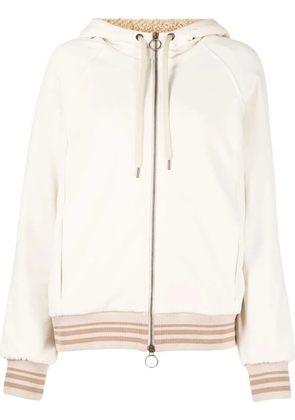Eleventy drawstring-hood zipped-up bomber jacket - Neutrals