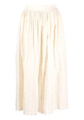 Uma Wang pleated cotton midi skirt - Neutrals