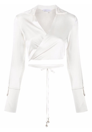 Patrizia Pepe cropped wraparound shirt - White