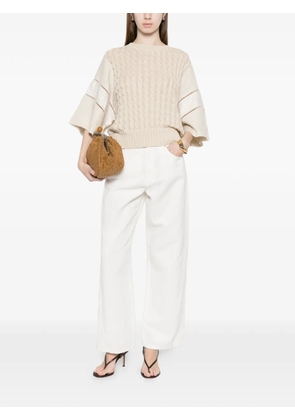 Max Mara cable-knit panelled sweater - Neutrals