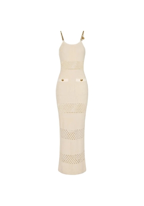 Elisabetta Franchi cut-out chain bouclé maxi dress - Neutrals
