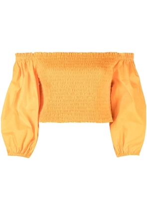 Patrizia Pepe off-shoulder smocked cropped top - Orange