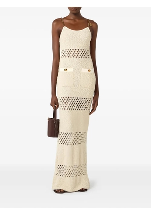 Elisabetta Franchi cut-out chain bouclé maxi dress - Neutrals