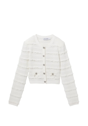 Self-Portrait tweed cardigan - White