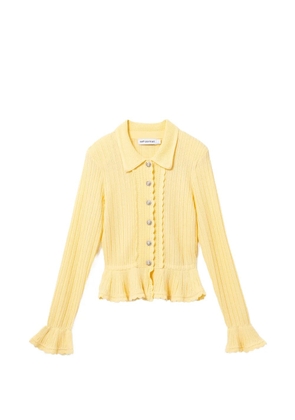 Self-Portrait pointelle cardigan - Yellow