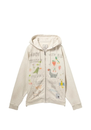 Maison MIHARA YASUHIRO grapgic-print zip-up hoodie - Neutrals