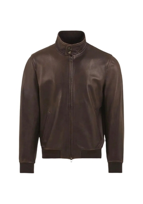 Stewart long-sleeved leather jacket - Brown