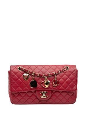 CHANEL Pre-Owned 2009-2010 Medium Classic Lambskin Valentines Heart Charms Single Flap shoulder bag - Red