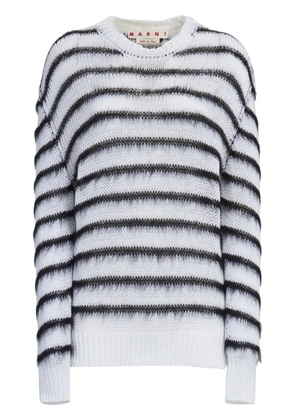 Marni striped open-knit jumper - White