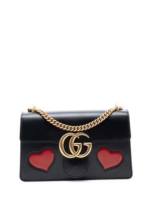 Gucci Pre-Owned 2016-2025 Medium GG Marmont Leather Malaga Kid Heart Patch Chain Flap shoulder bag - Black