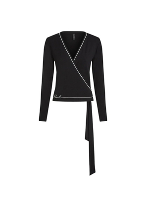 Karl Lagerfeld signature wrap blouse - Black