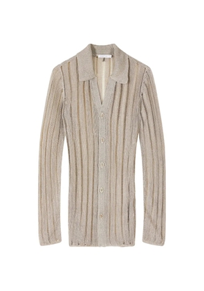 Patrizia Pepe long-sleeved knitted button top - Neutrals