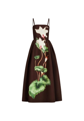 Oscar de la Renta floral-print midi dress - Brown