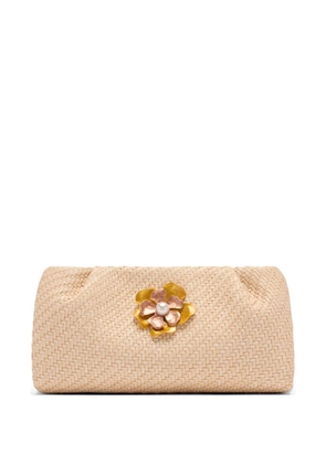 Malone Souliers flower raffia clutch bag - Neutrals