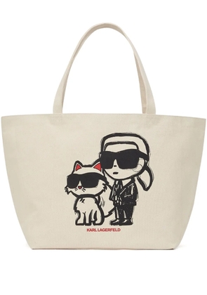 Karl Lagerfeld Ikon Karl & Choupette tote bag - White
