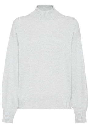 Brunello Cucinelli embellished turtleneck jumper - White