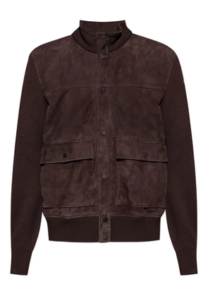 Moncler suede knitted panel cardigan - Brown