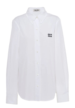 Miu Miu button-down embroidered-logo poplin shirt - White