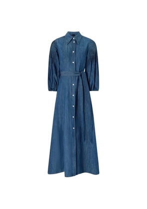 PINKO shirred belted denim dress - Blue