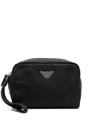 Emporio Armani logo-plaque make up bag - Black