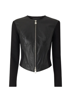 PINKO bustier zip-up leather jacket - Black