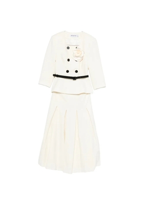 Self-Portrait floral-detail belted skirt suit - Neutrals