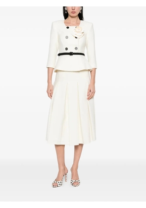 Self-Portrait floral-detail belted skirt suit - Neutrals
