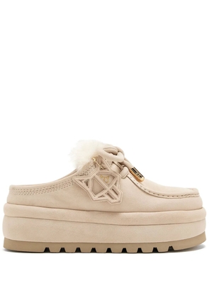 NAKED WOLFE Blizzard faux fur-trimmed platform mules - Neutrals