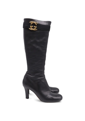 Gucci Pre-Owned Interlocking G leather knee-high boots - Black