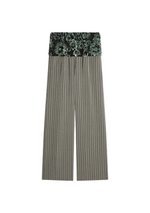 DRIES VAN NOTEN sequin-embellished striped trousers - Grey