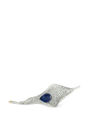 LA SERLAS Lily diamond and sapphire brooch - Silver