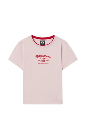 FINGERCROXX logo-print ringer T-shirt - Pink