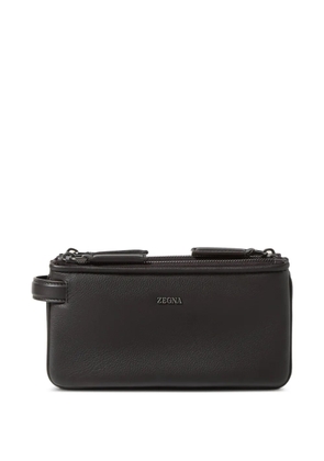 Zegna SECONDSKIN zip wash bag - Brown